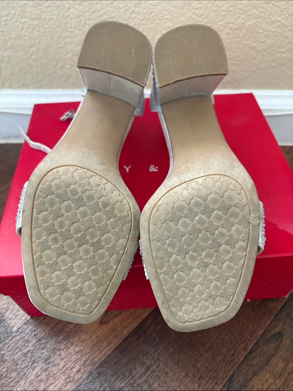 Kelly & Katie Silver Ankle-Strap Block Heel Sandals